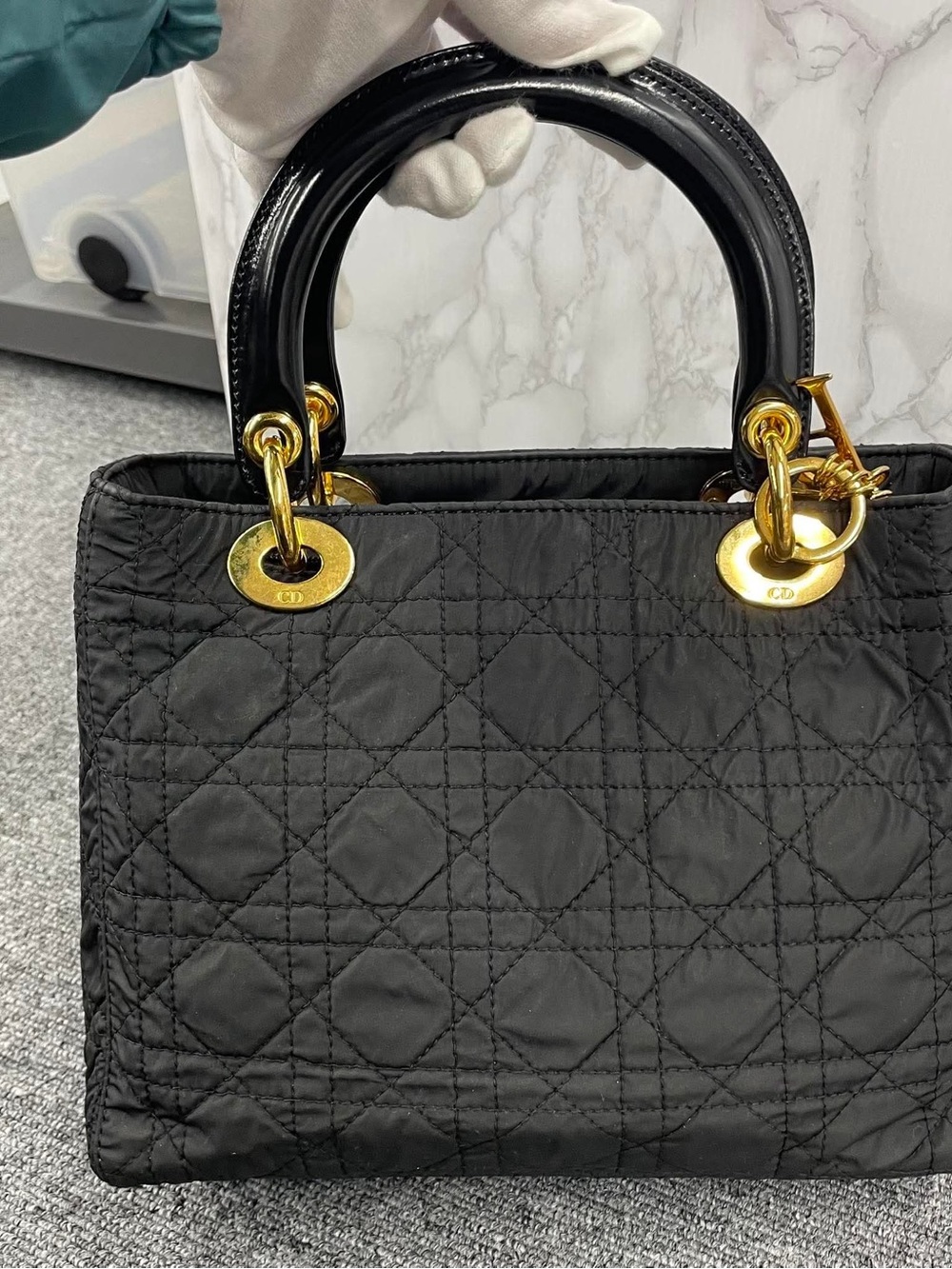 Dior Black Quilted Shoulder Bag with Gold Hardware